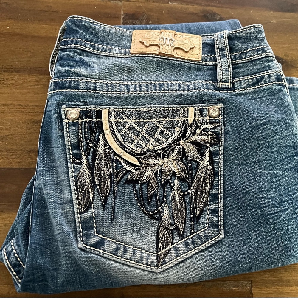Miss Me Blue Jeans with Embroidered Pocket